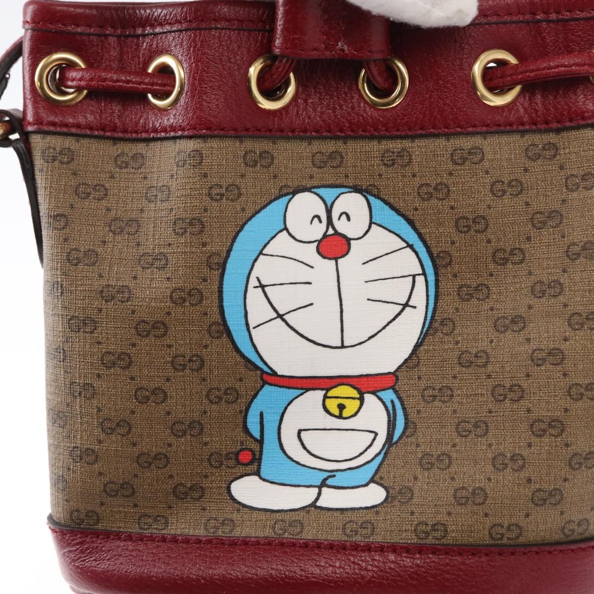GUCCI Micro GG Supreme Doraemon Collaboration Bag PVC Beige 647801 Auth 146566SM