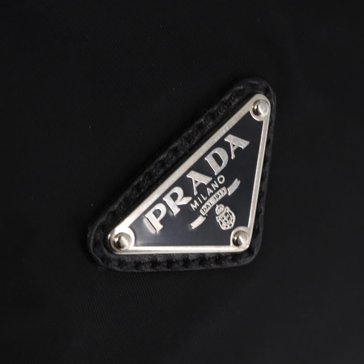 PRADA Business Bag Nylon Black Silver Auth 146573