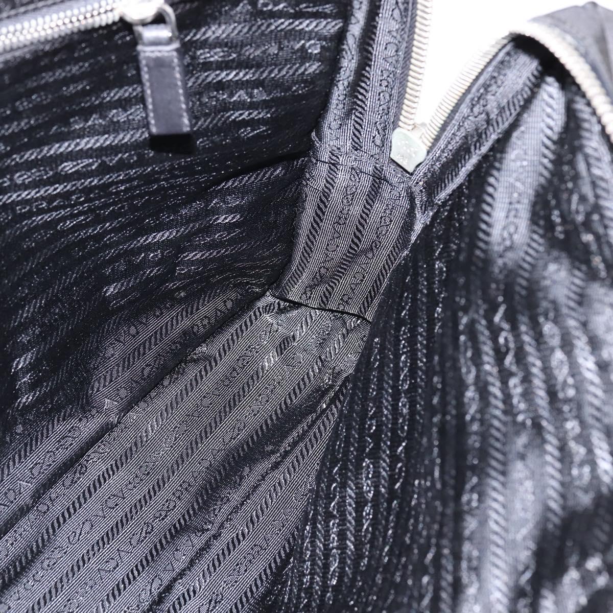 PRADA Business Bag Nylon Black Silver Auth 146573