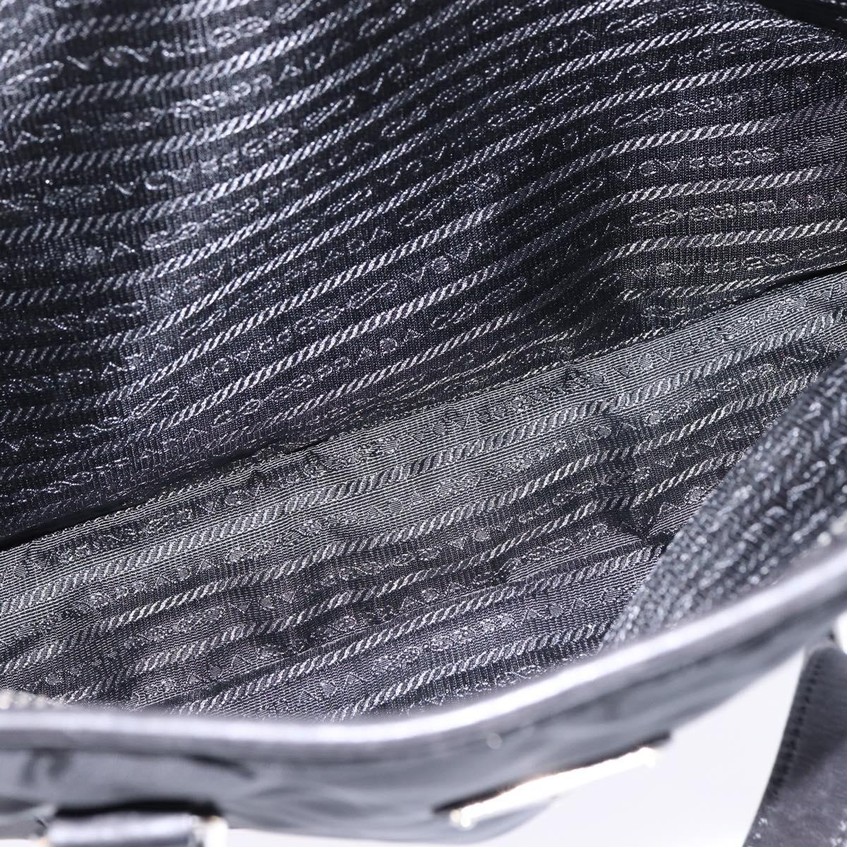 PRADA Business Bag Nylon Black Silver Auth 146573
