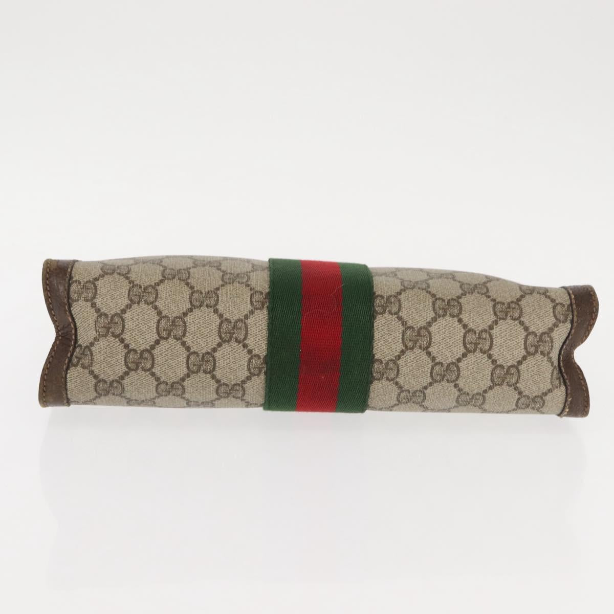 GUCCI GG Supreme Web Sherry Line Clutch Bag PVC Beige 67 014 2125 Auth 146575