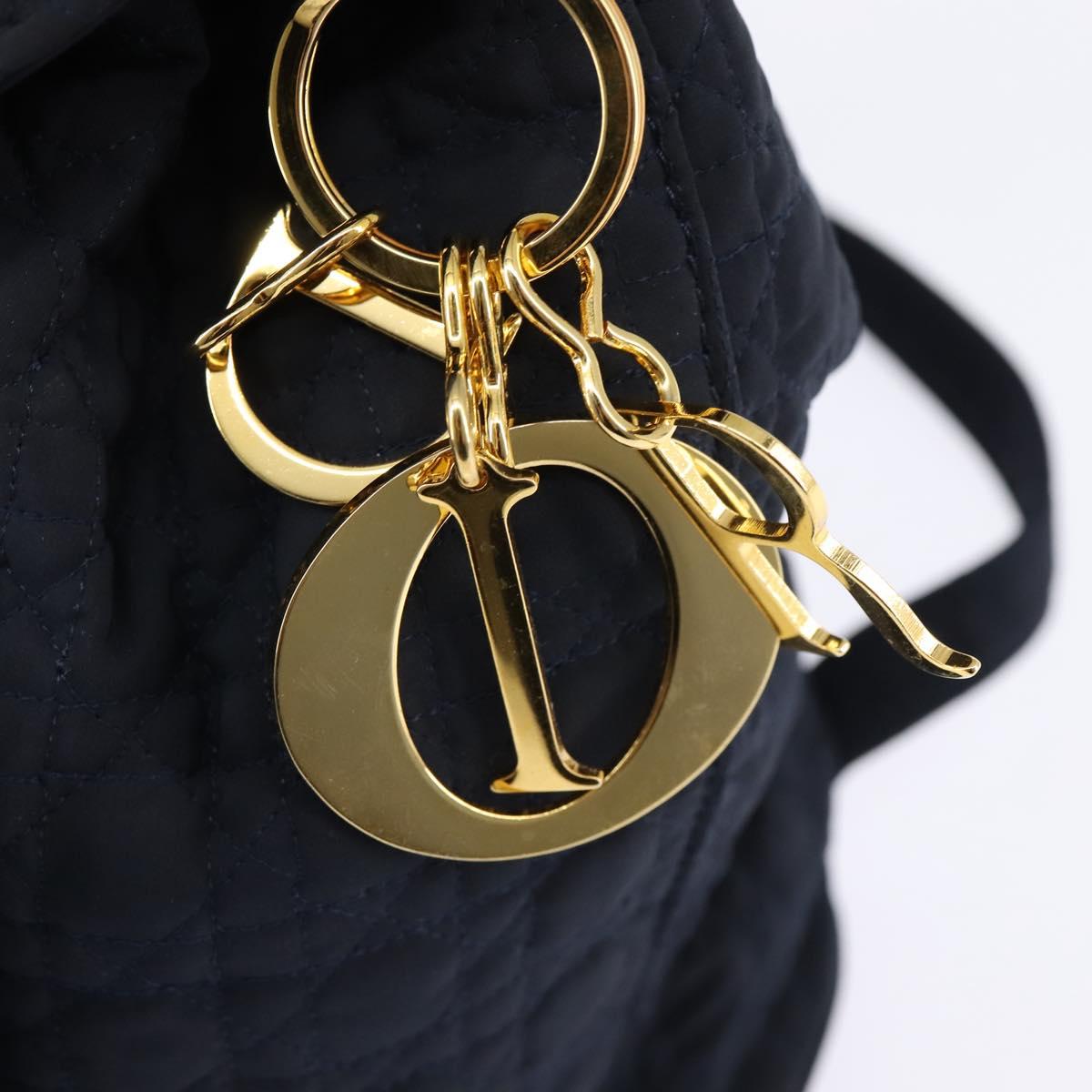 Christian Dior Canage Backpack Nylon Navy Gold Auth 146576