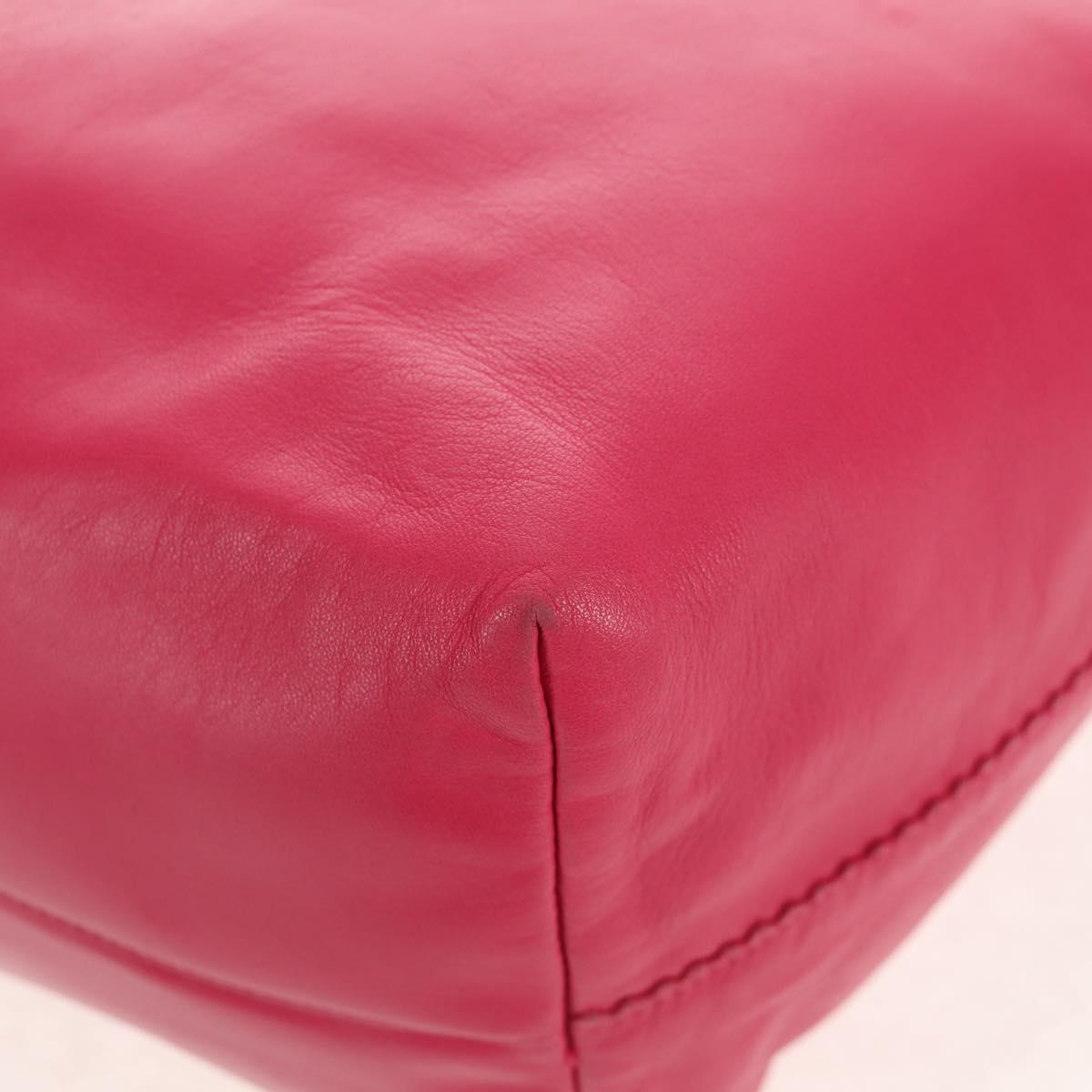 LOEWE Anagram Shoulder Bag Leather Pink Silver Auth 146577V