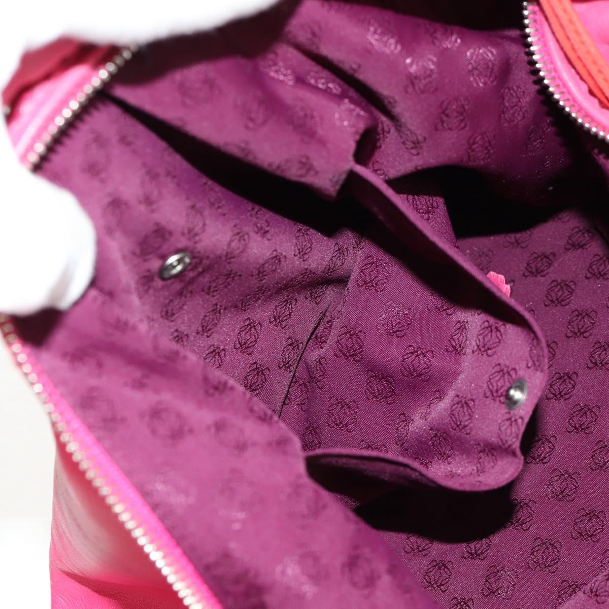 LOEWE Anagram Shoulder Bag Leather Pink Silver Auth 146577V