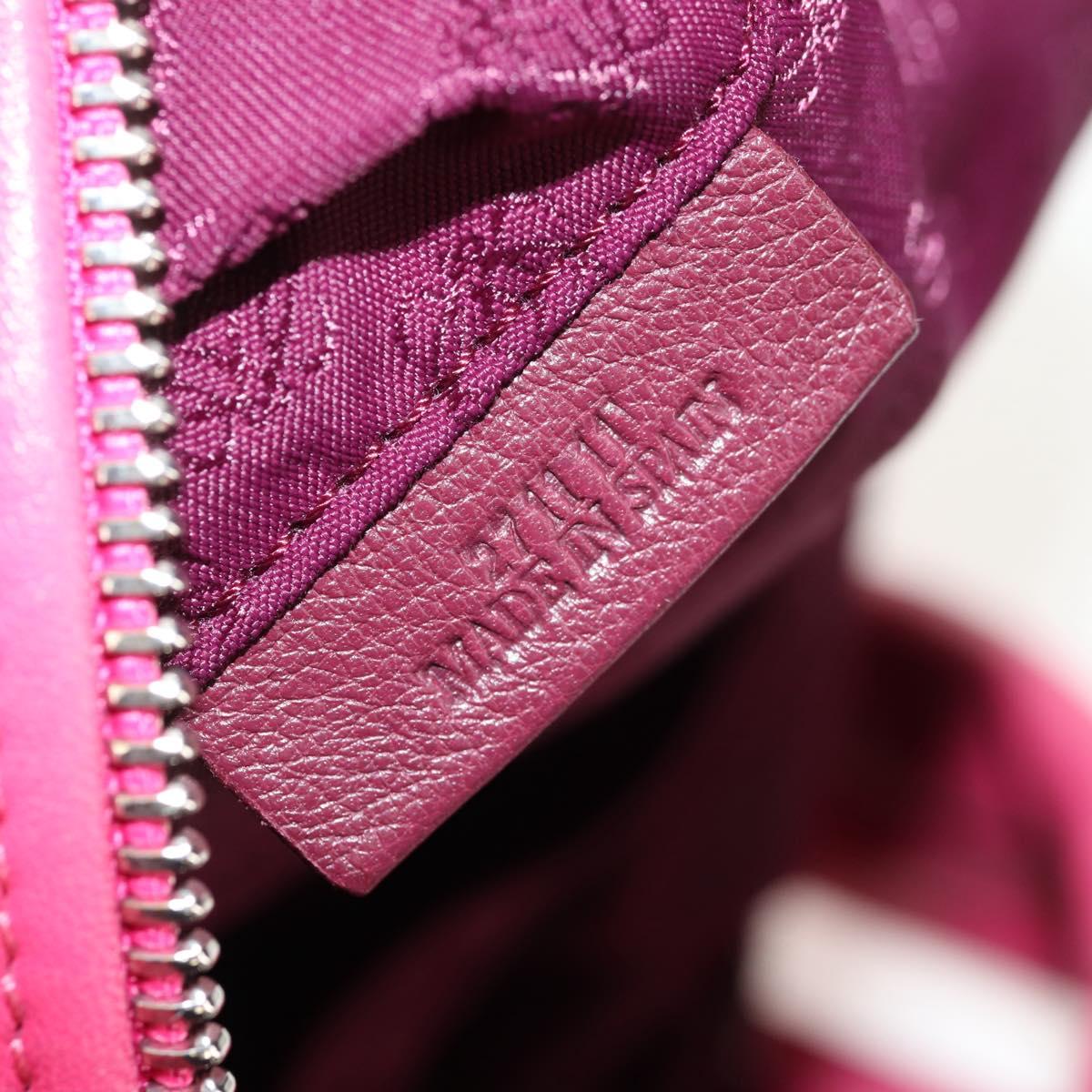 LOEWE Anagram Shoulder Bag Leather Pink Silver Auth 146577V