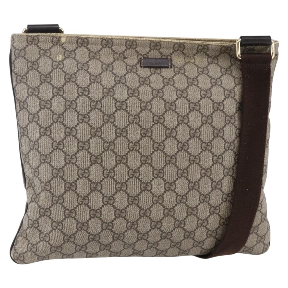 GUCCI GG Supreme Shoulder Bag PVC Beige Gold 201446 Auth 146578