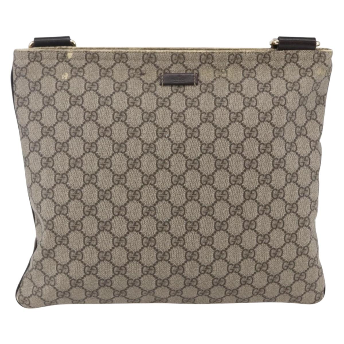 GUCCI GG Supreme Shoulder Bag PVC Beige Gold 201446 Auth 146578