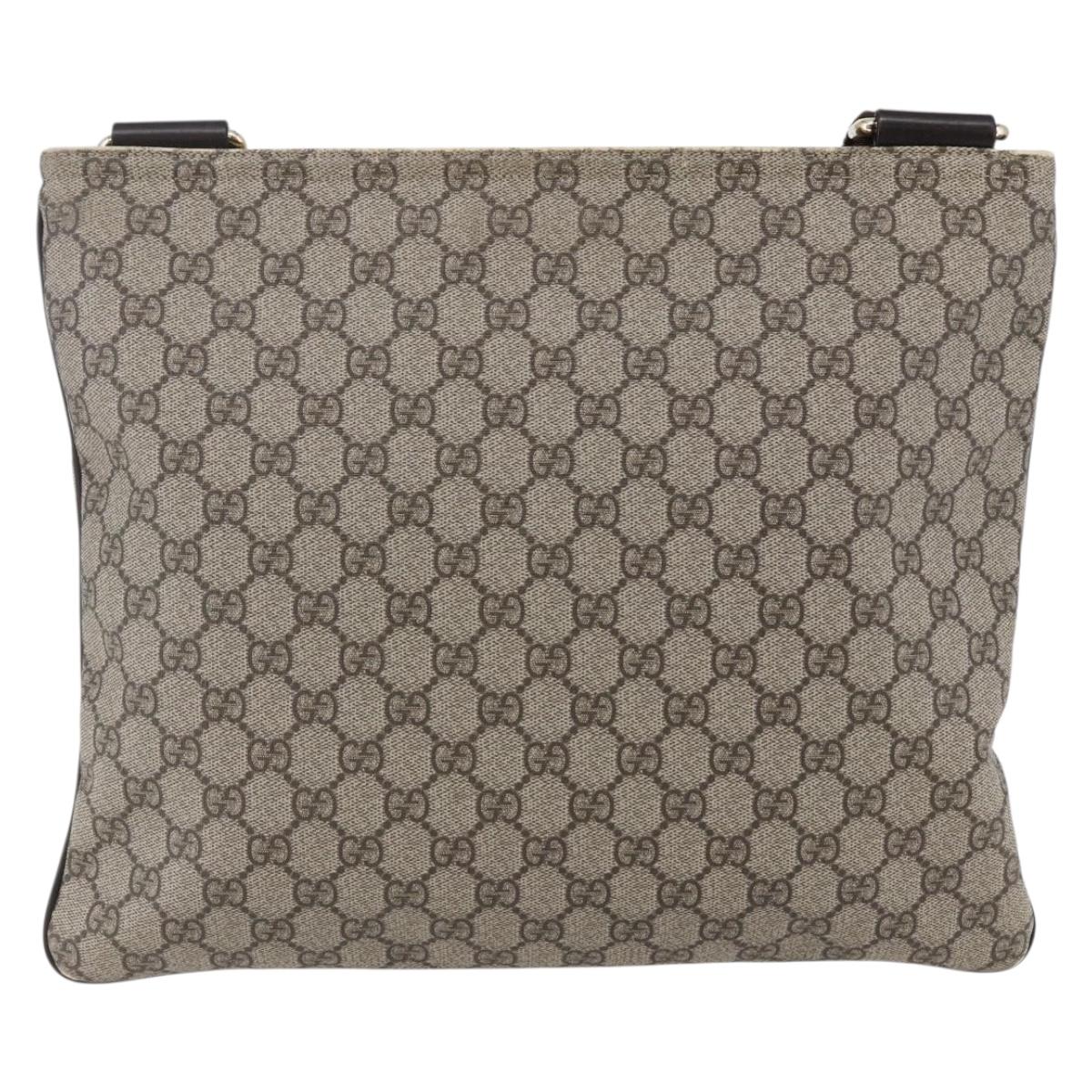 GUCCI GG Supreme Shoulder Bag PVC Beige Gold 201446 Auth 146578