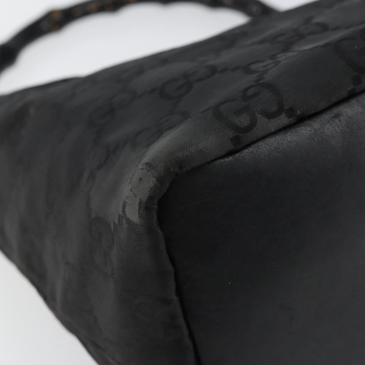 GUCCI Bamboo GG Canvas Shoulder Bag Nylon Black Silver 000 0531 Auth 146579