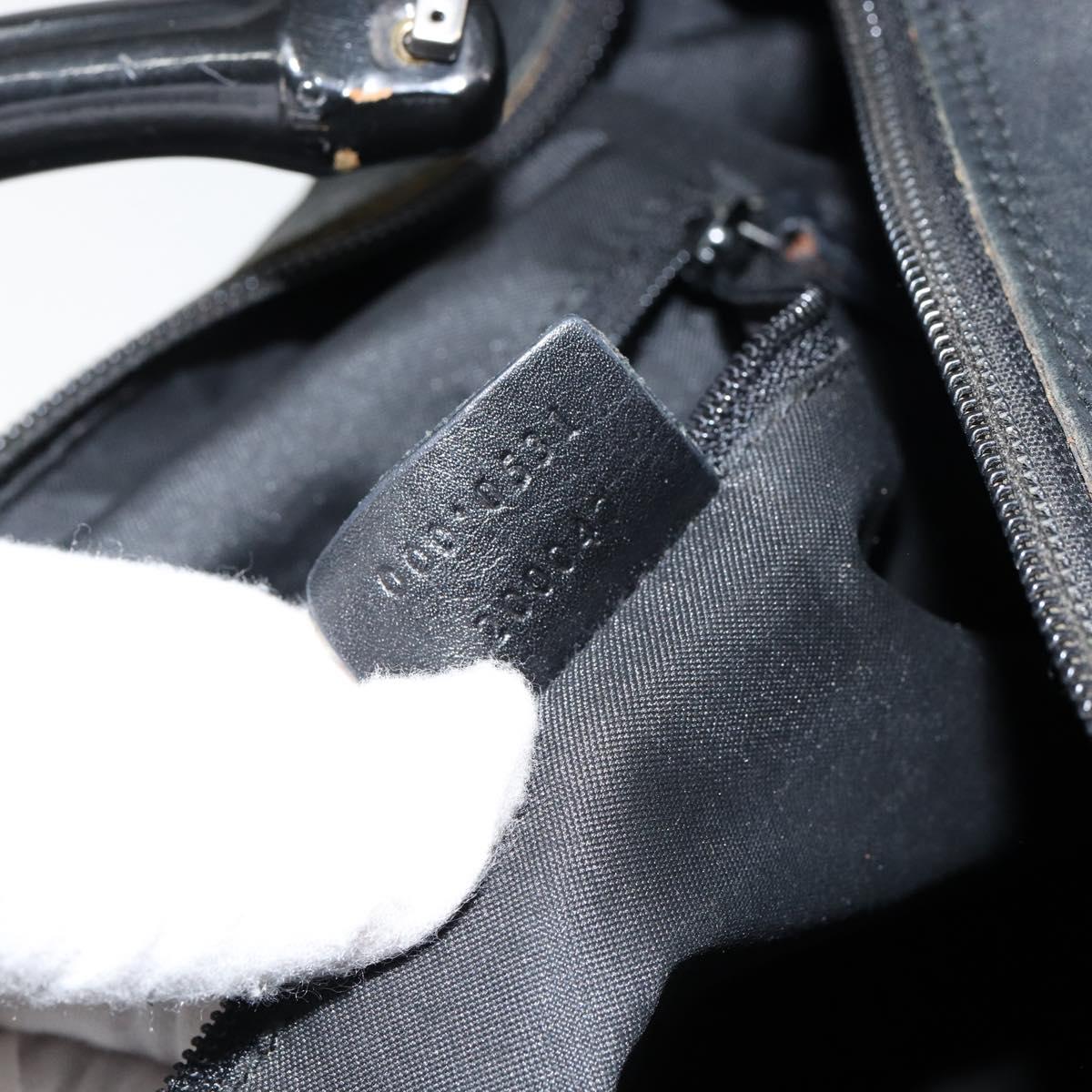 GUCCI Bamboo GG Canvas Shoulder Bag Nylon Black Silver 000 0531 Auth 146579