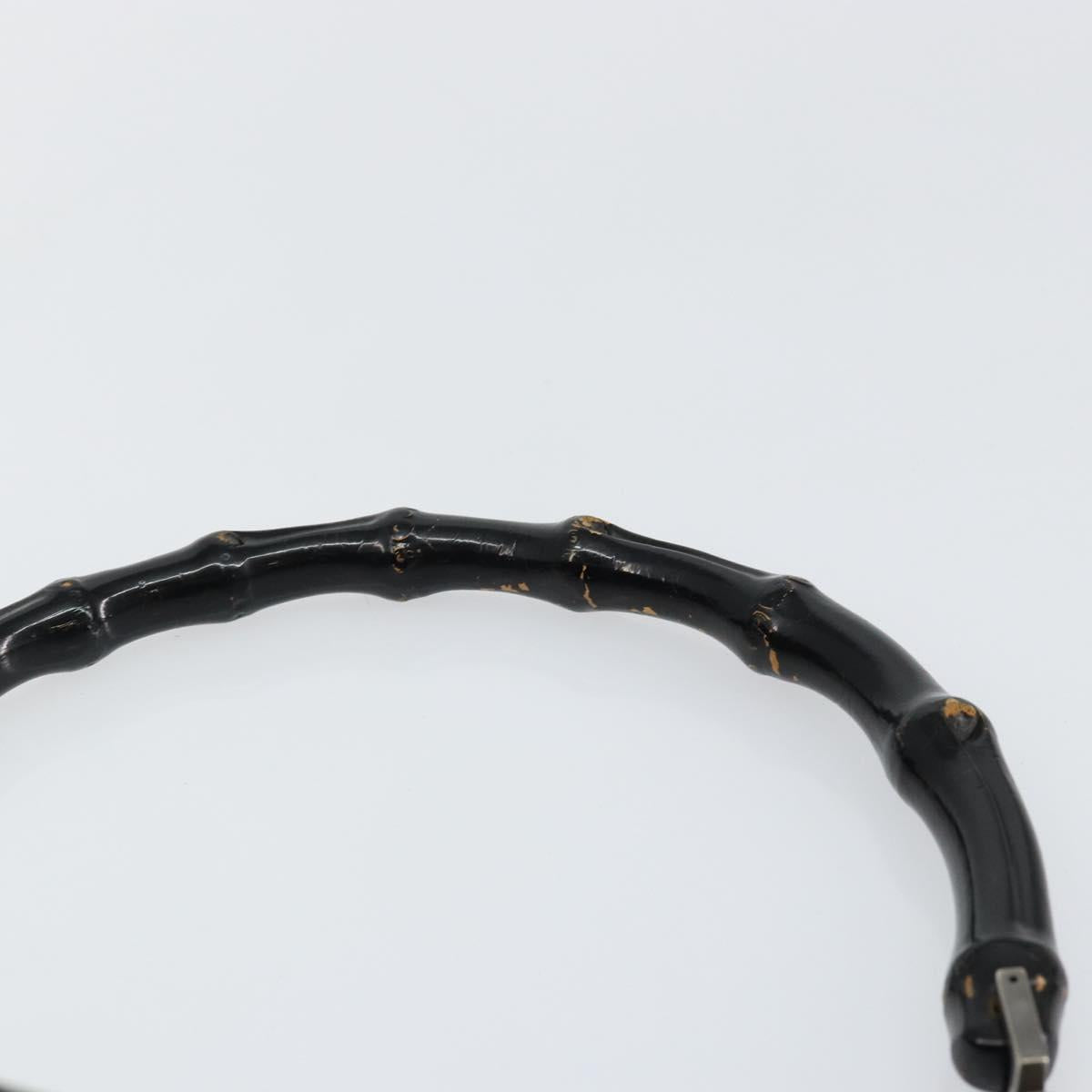 GUCCI Bamboo GG Canvas Shoulder Bag Nylon Black Silver 000 0531 Auth 146579