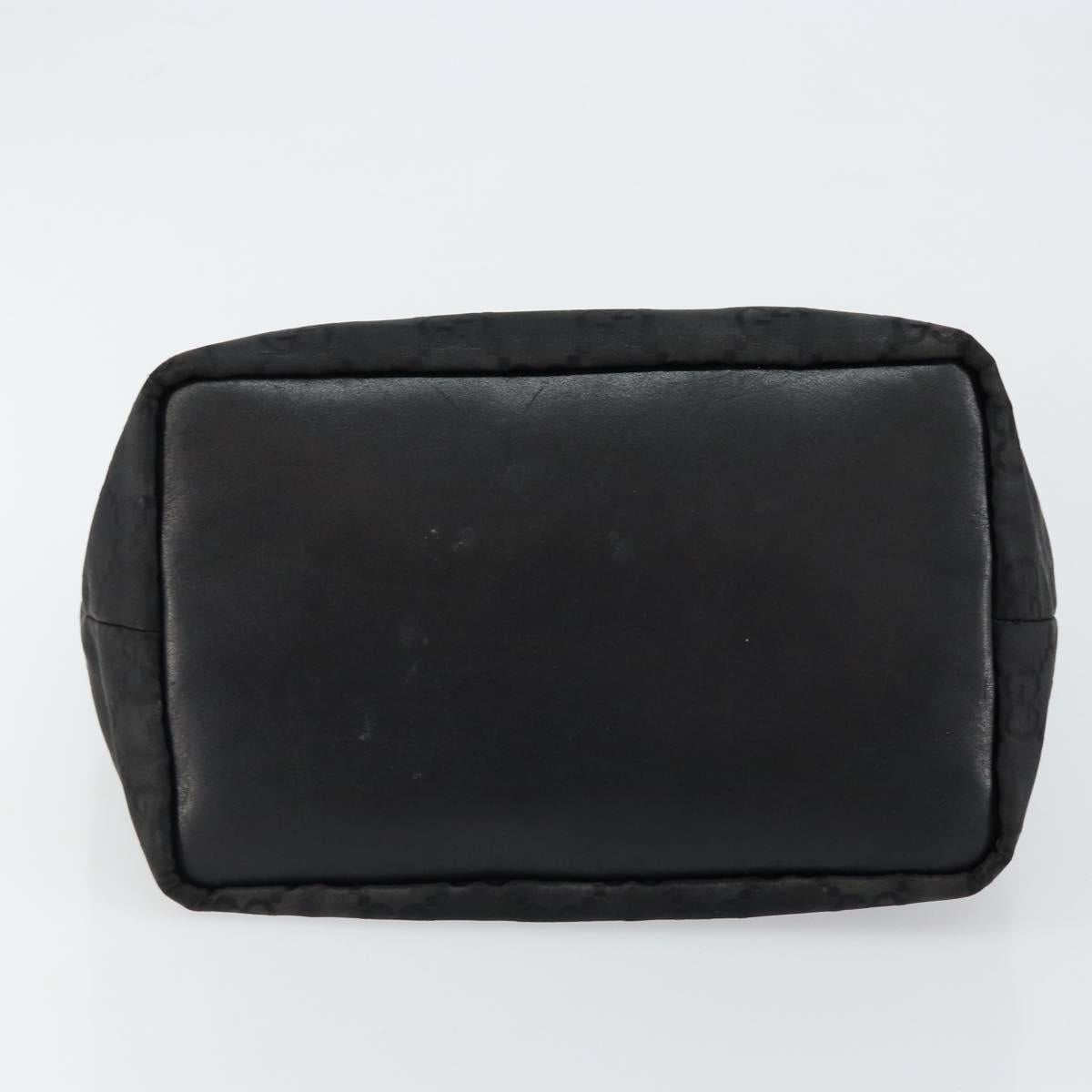 GUCCI Bamboo GG Canvas Shoulder Bag Nylon Black Silver 000 0531 Auth 146579