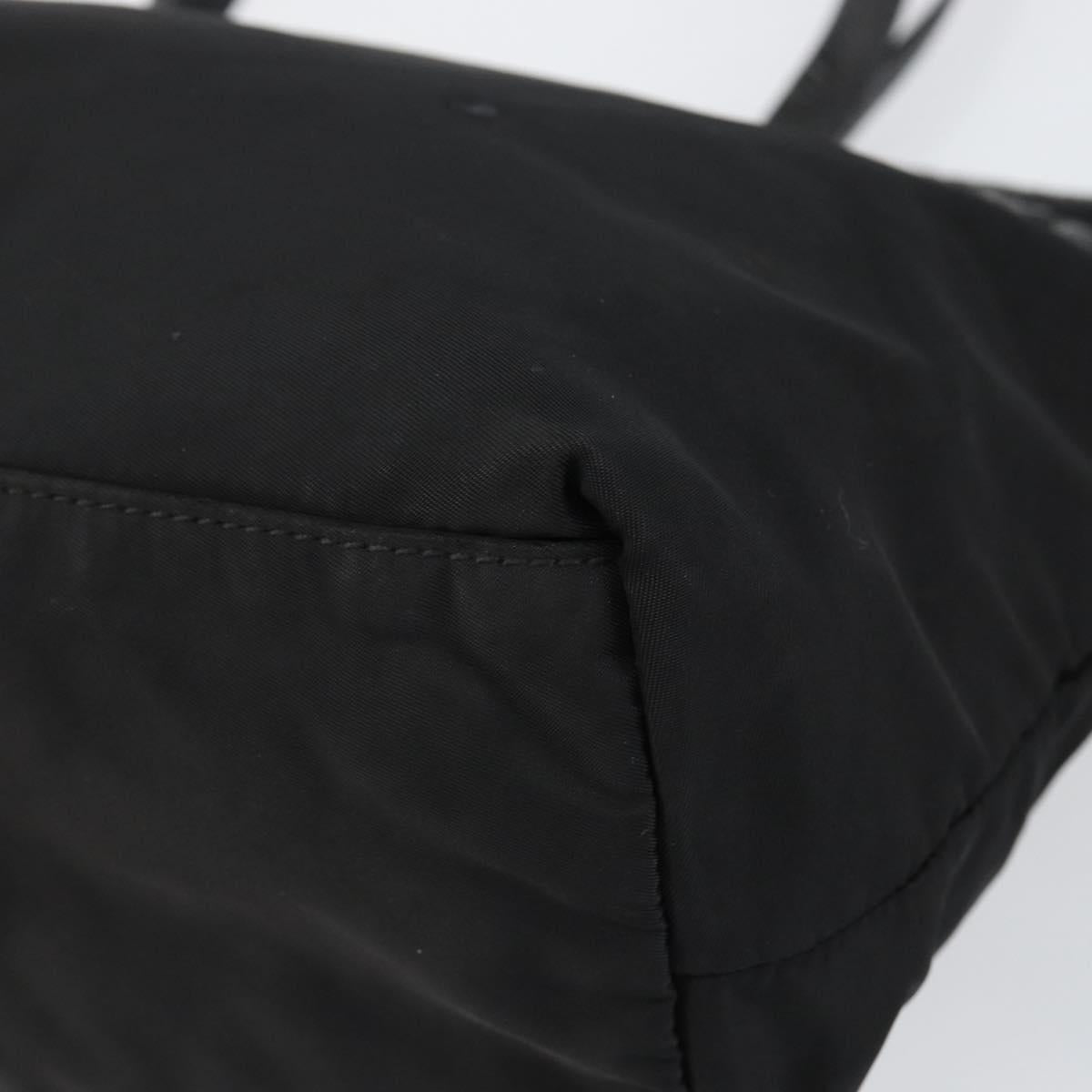 PRADA Tote Bag Nylon Black Gold Auth 146580