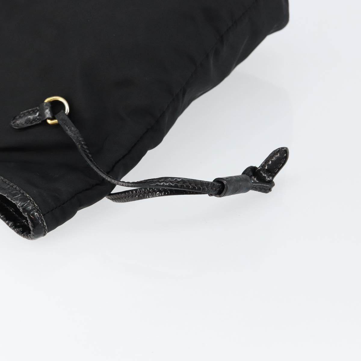 PRADA Tote Bag Nylon Black Gold Auth 146580