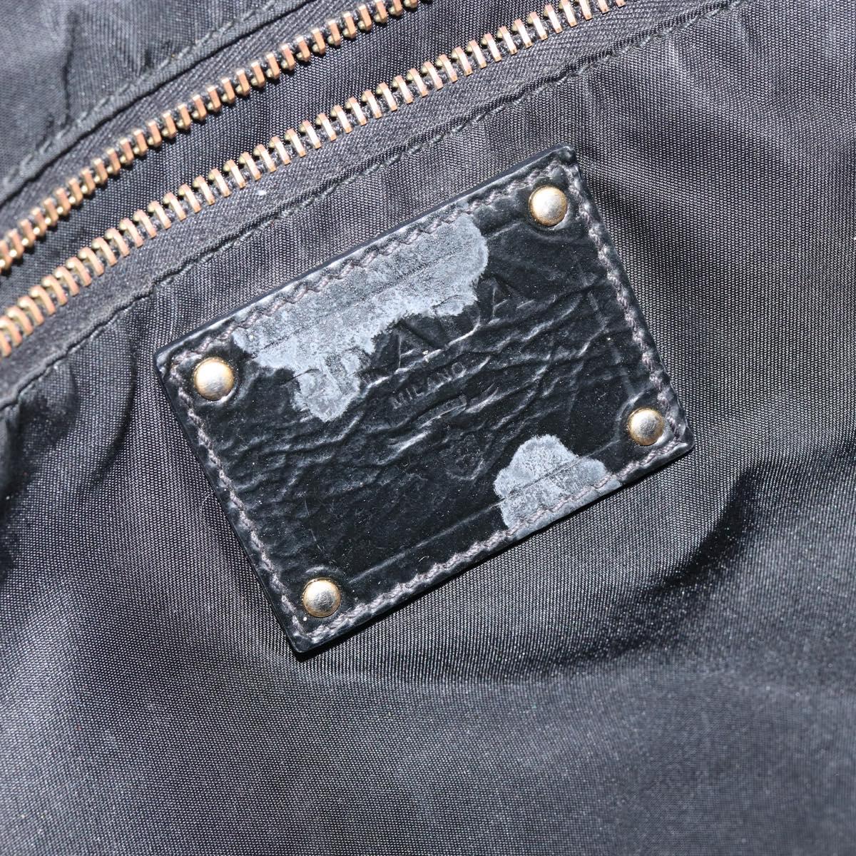 PRADA Tote Bag Nylon Black Gold Auth 146580