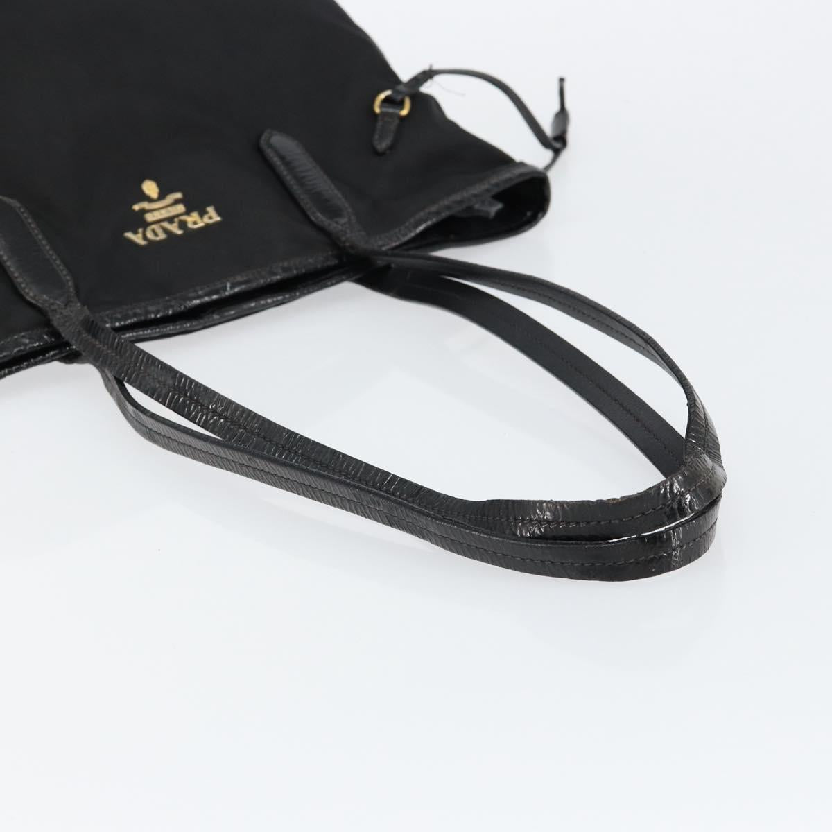 PRADA Tote Bag Nylon Black Gold Auth 146580