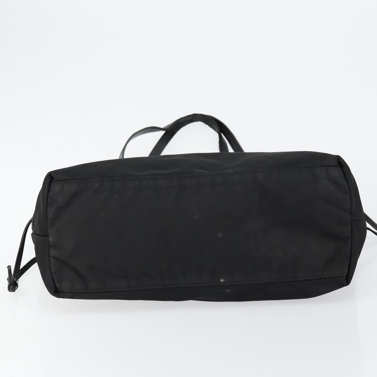 PRADA Tote Bag Nylon Black Gold Auth 146580