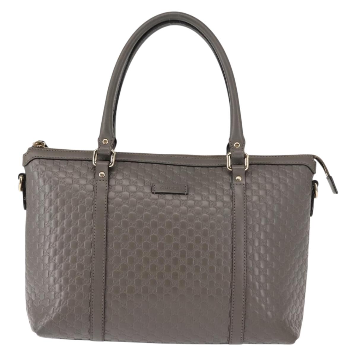 GUCCI Micro GG Guccissima Bag Leather Outlet Light gray 449656 Auth 146581