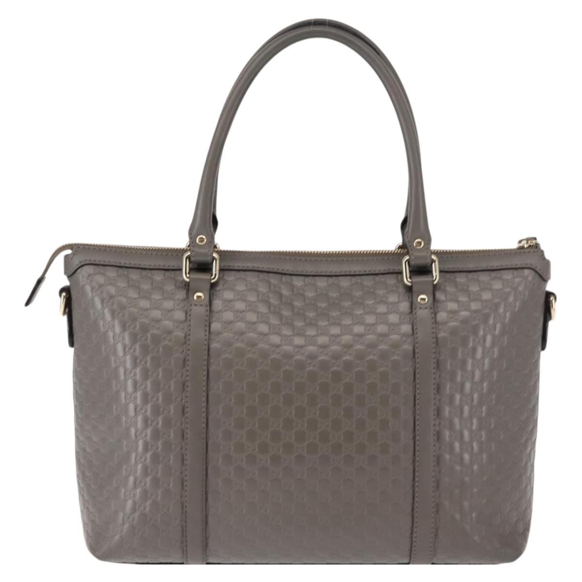 GUCCI Micro GG Guccissima Bag Leather Outlet Light gray 449656 Auth 146581