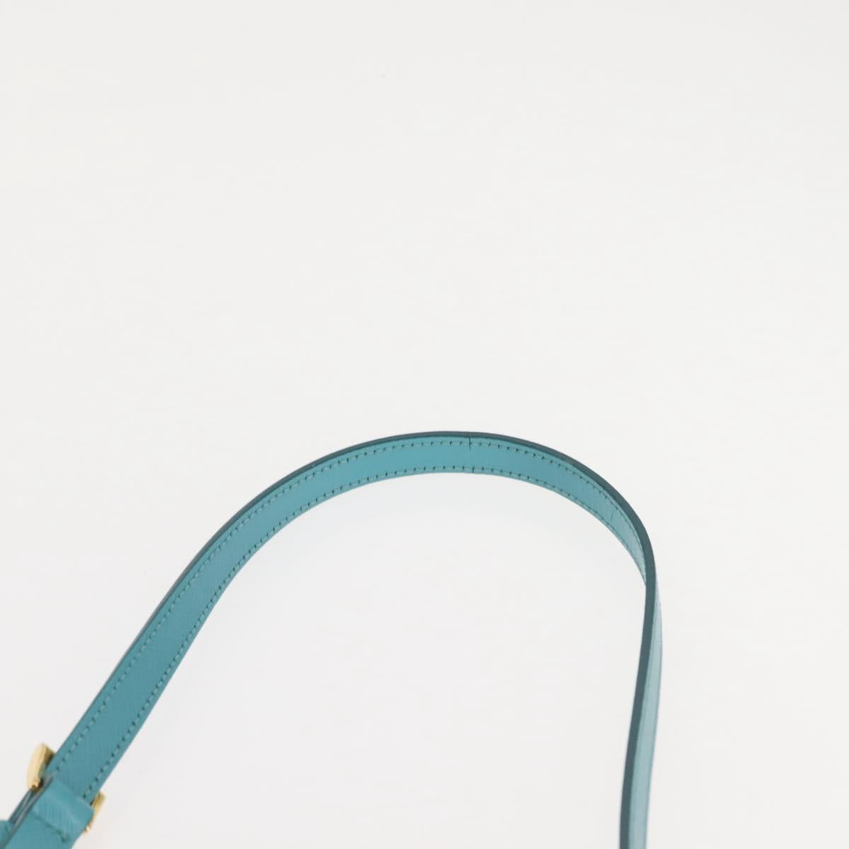 PRADA Galleria Hand Bag Safiano Leather 2way Turquoise Blue Gold Auth 146590