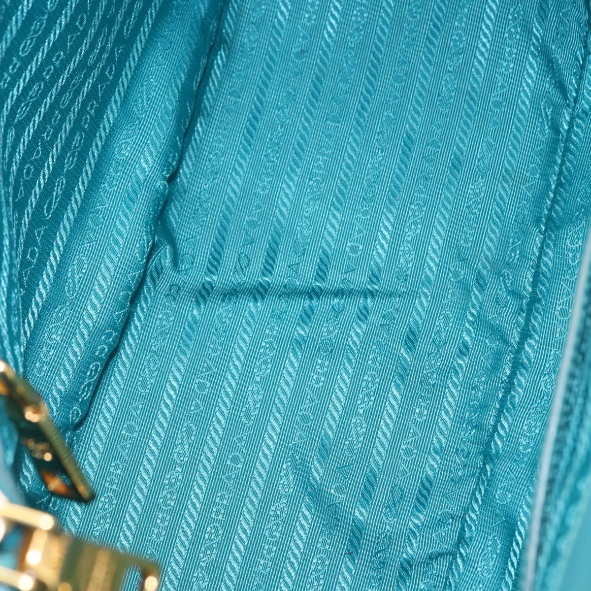 PRADA Galleria Hand Bag Safiano Leather 2way Turquoise Blue Gold Auth 146590