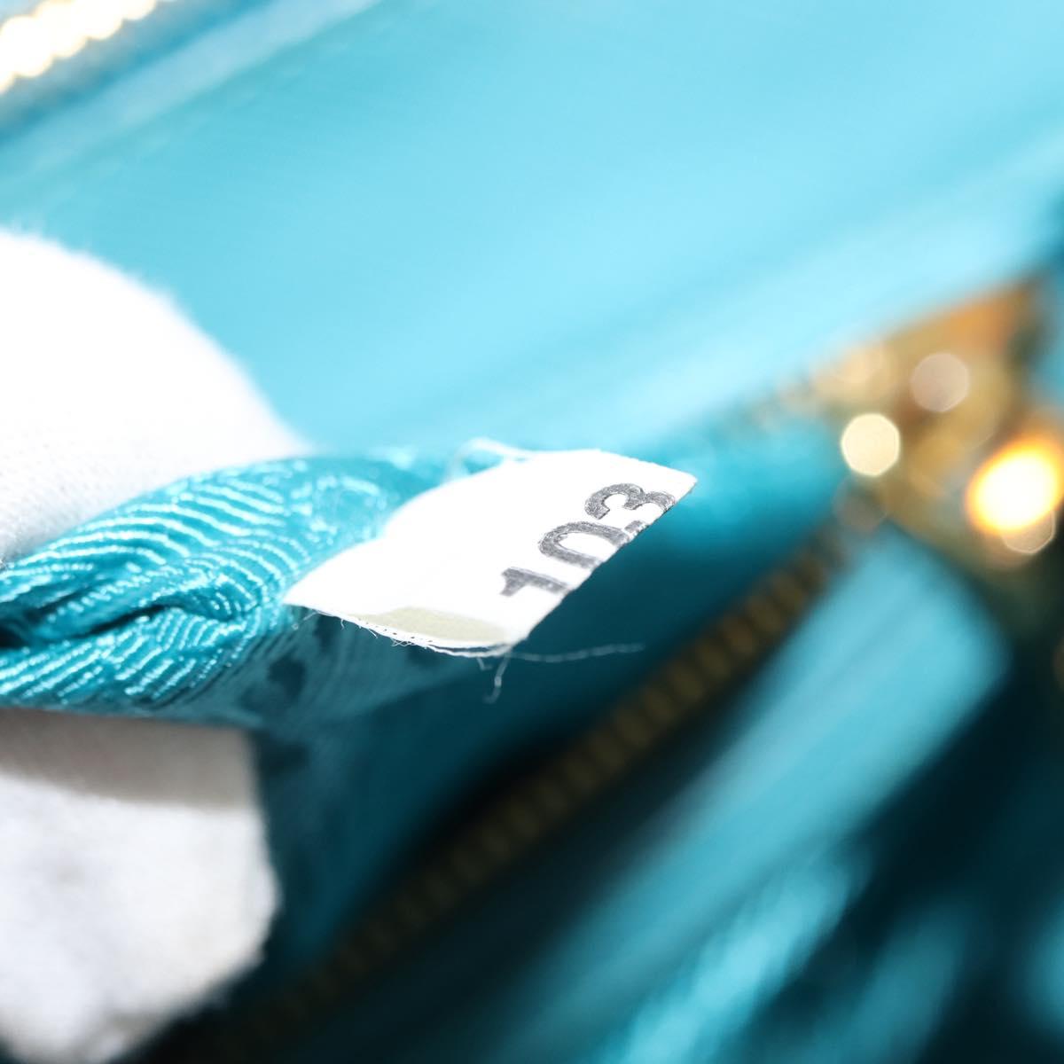 PRADA Galleria Hand Bag Safiano Leather 2way Turquoise Blue Gold Auth 146590