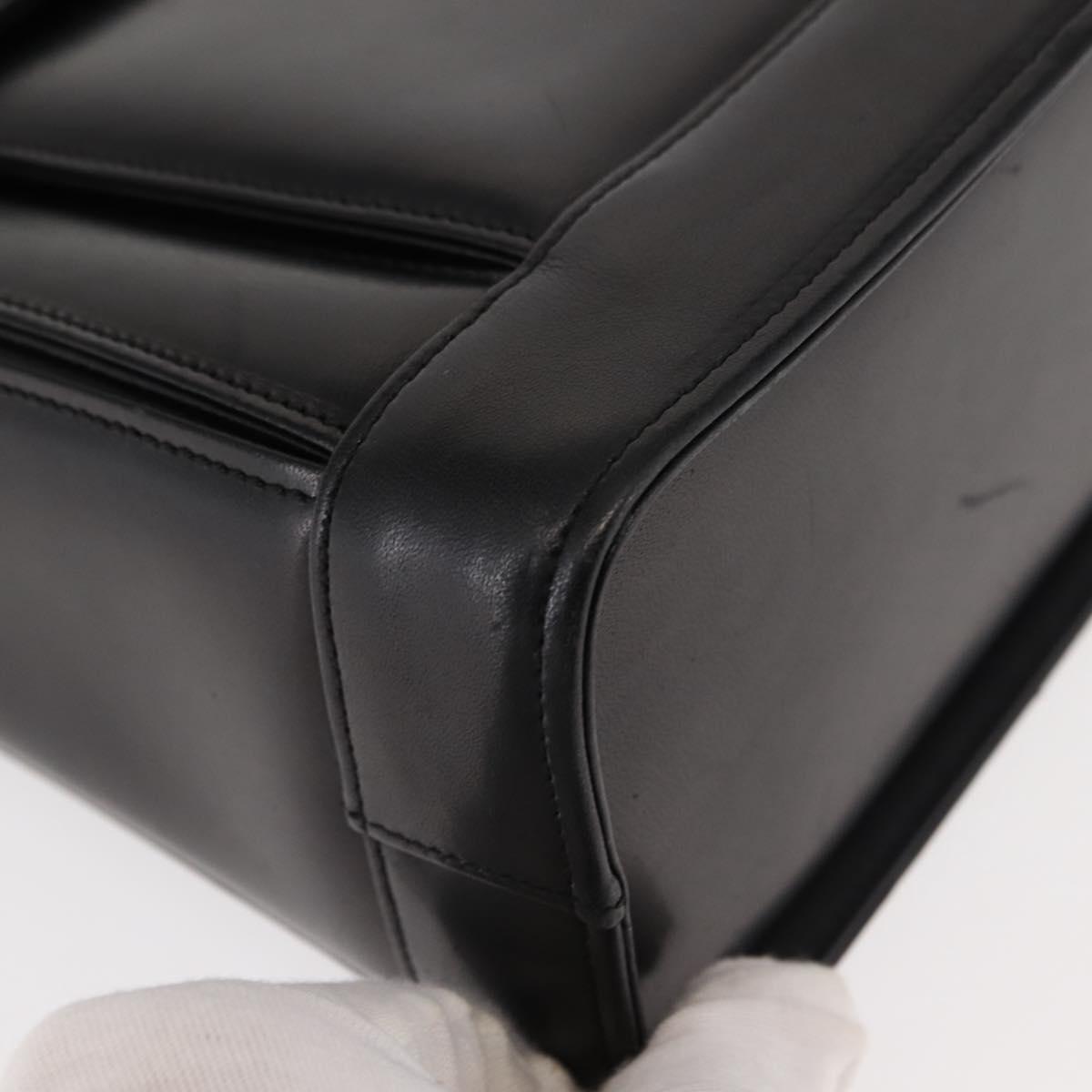 GIVENCHY Hand Bag Leather Black Gold Auth 146592