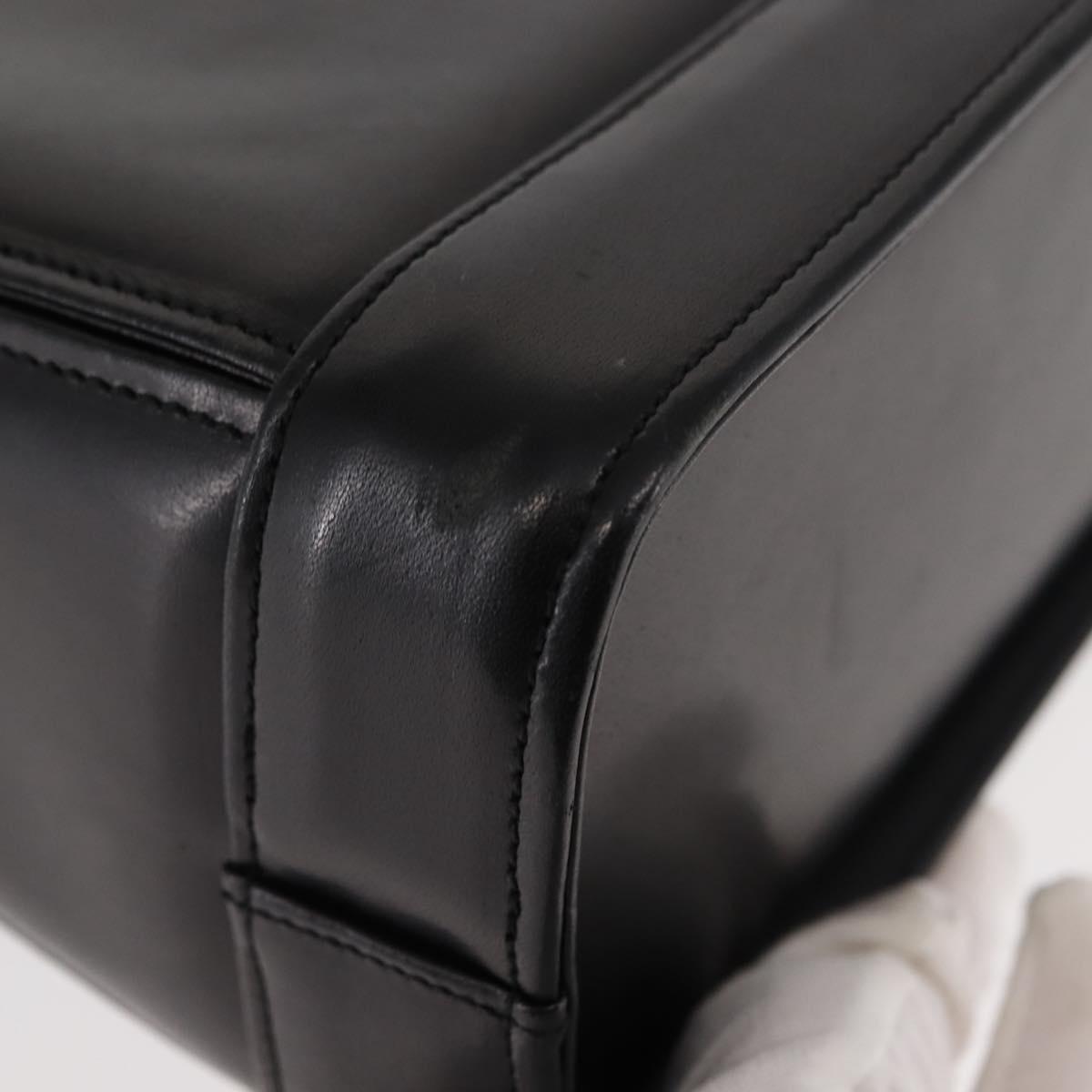 GIVENCHY Hand Bag Leather Black Gold Auth 146592