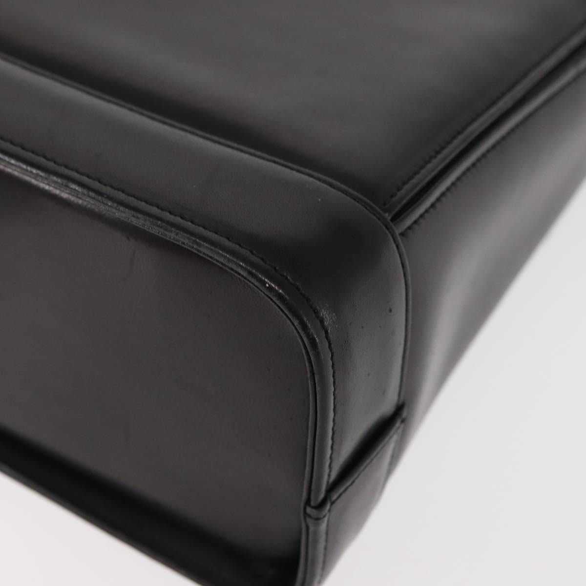 GIVENCHY Hand Bag Leather Black Gold Auth 146592