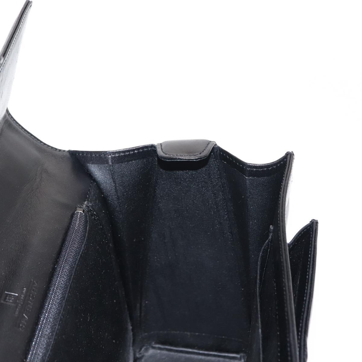 GIVENCHY Hand Bag Leather Black Gold Auth 146592