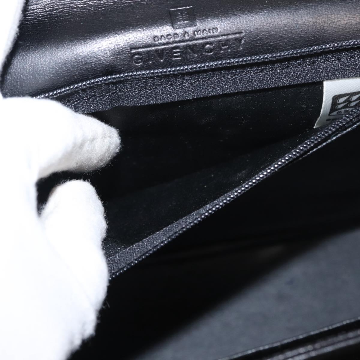 GIVENCHY Hand Bag Leather Black Gold Auth 146592