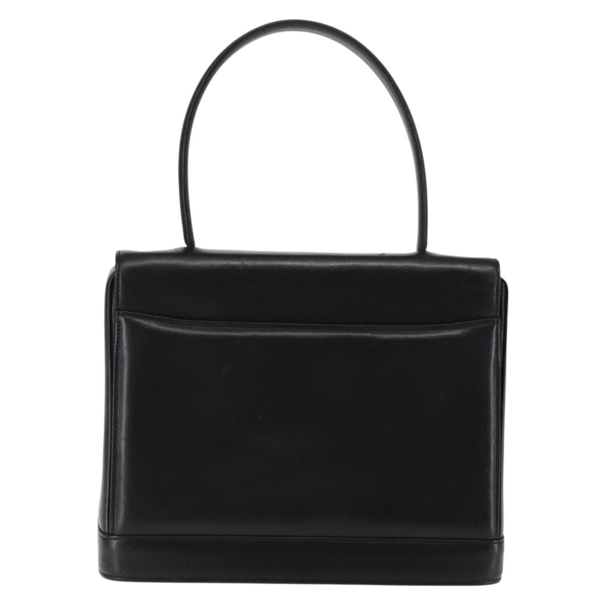 GIVENCHY Hand Bag Leather Black Gold Auth 146592