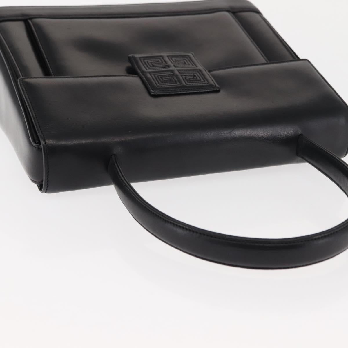 GIVENCHY Hand Bag Leather Black Gold Auth 146592