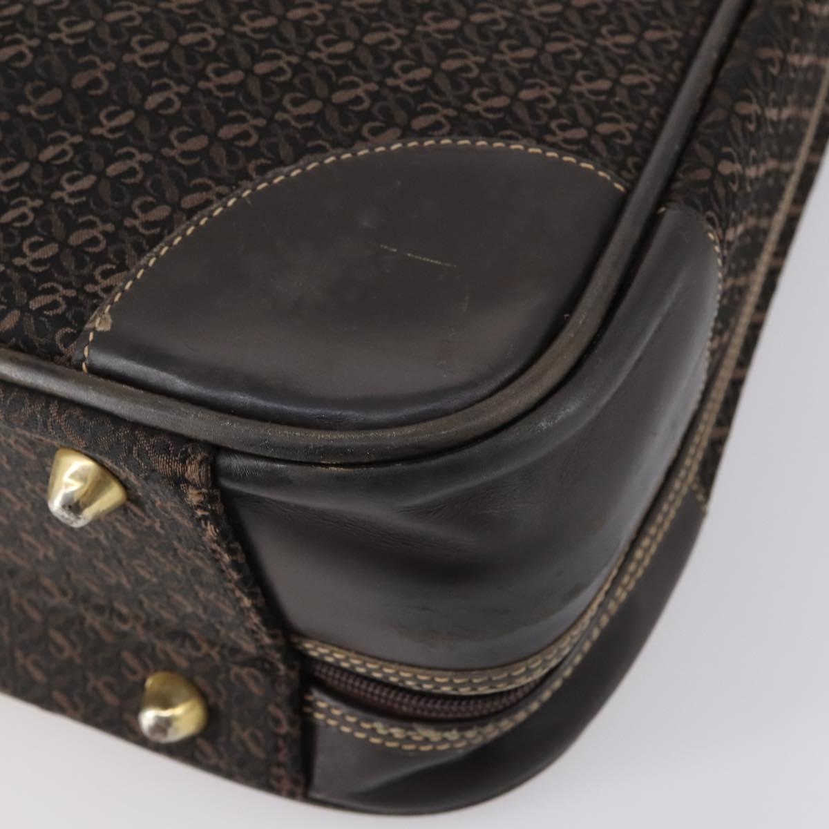 LOEWE Trunk Canvas Leather Dark Brown Gold Auth 146599