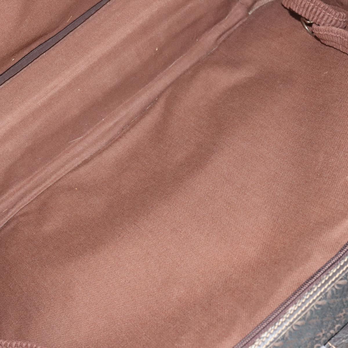 LOEWE Trunk Canvas Leather Dark Brown Gold Auth 146599