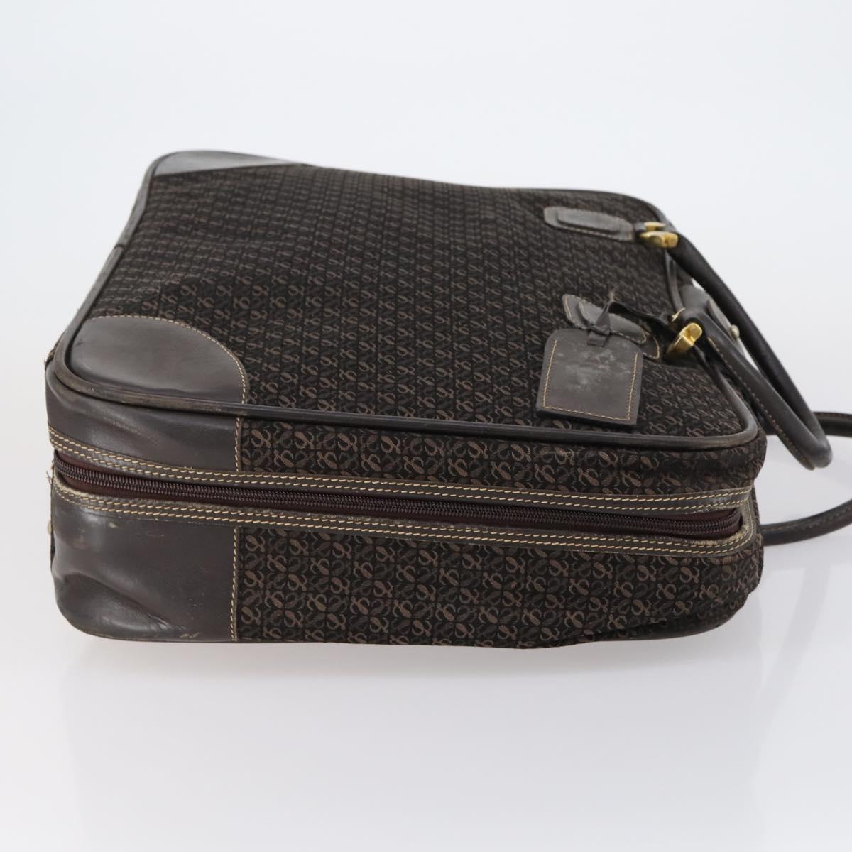 LOEWE Trunk Canvas Leather Dark Brown Gold Auth 146599