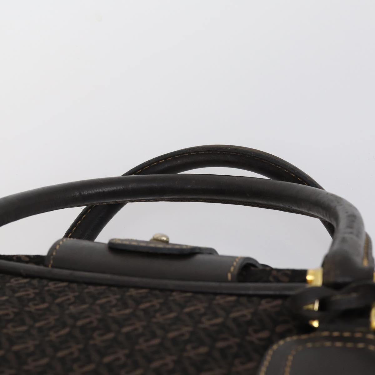 LOEWE Trunk Canvas Leather Dark Brown Gold Auth 146599