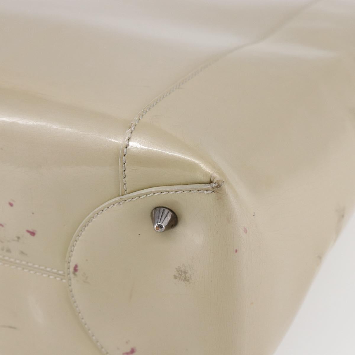 Christian Dior Maris Pearl Tote Bag Patent leather Beige Auth 146601