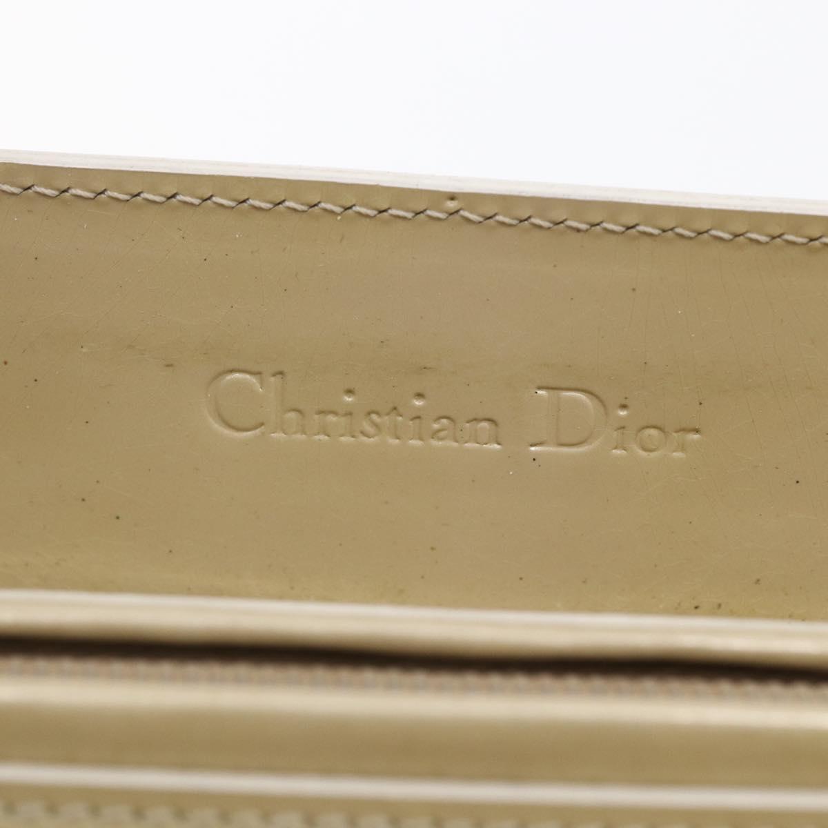 Christian Dior Maris Pearl Tote Bag Patent leather Beige Auth 146601