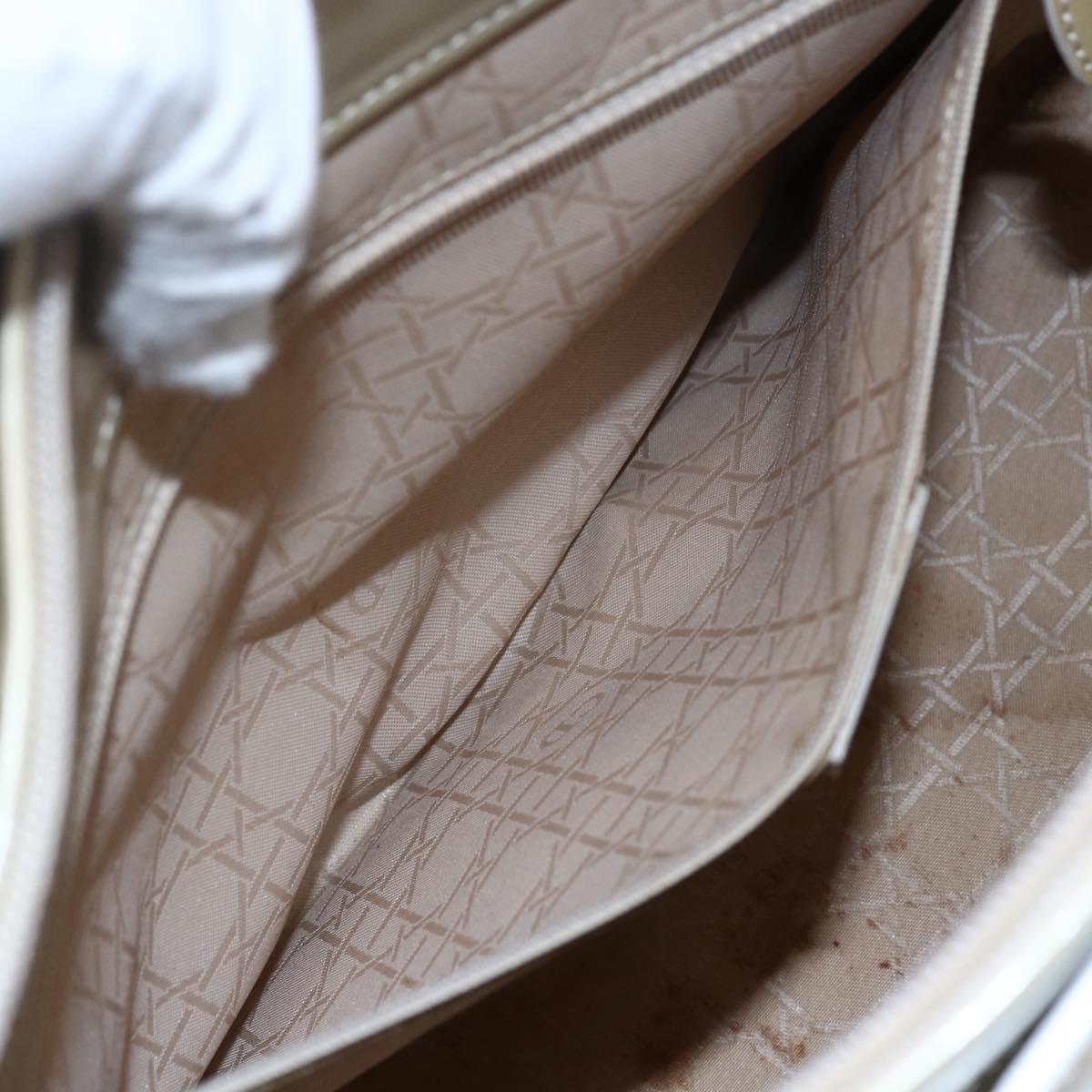 Christian Dior Maris Pearl Tote Bag Patent leather Beige Auth 146601