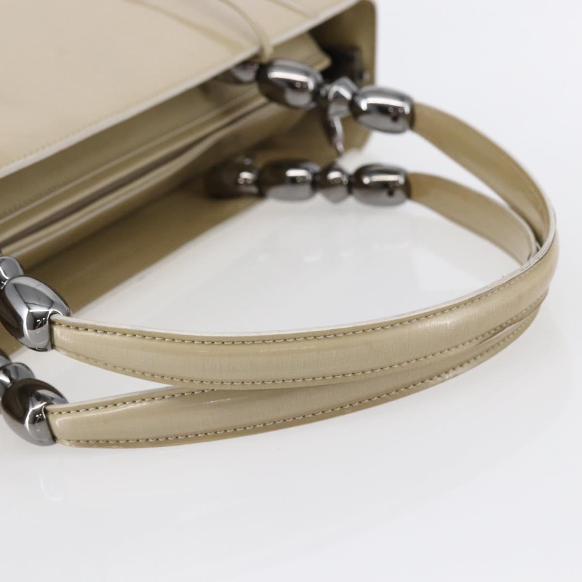 Christian Dior Maris Pearl Tote Bag Patent leather Beige Auth 146601