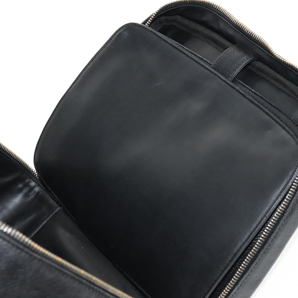 CHANEL COCO Mark Vanity Hand Bag Caviar Skin Black Gold CC Auth 146602A