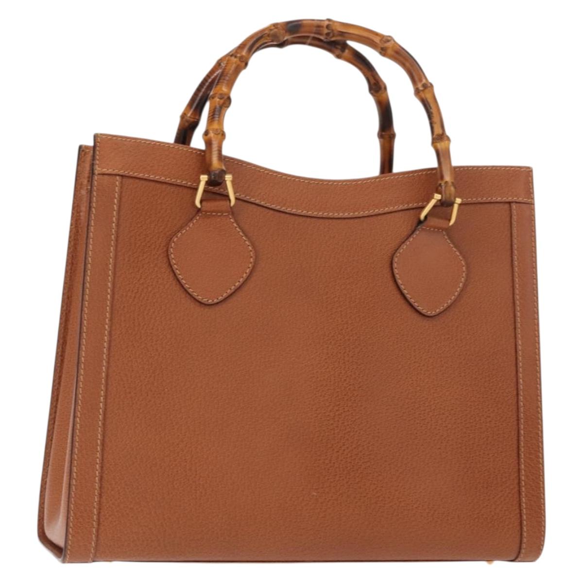 GUCCI Bamboo Hand Bag Leather Brown Gold 002 2853 0260 0 Auth 146606