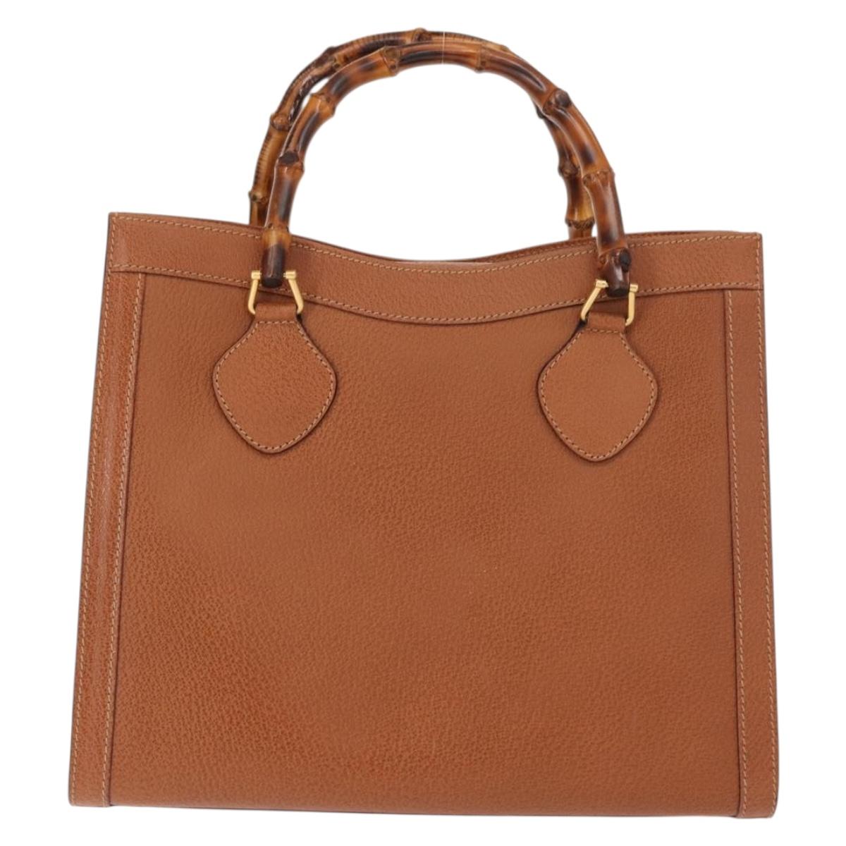 GUCCI Bamboo Hand Bag Leather Brown Gold 002 2853 0260 0 Auth 146606