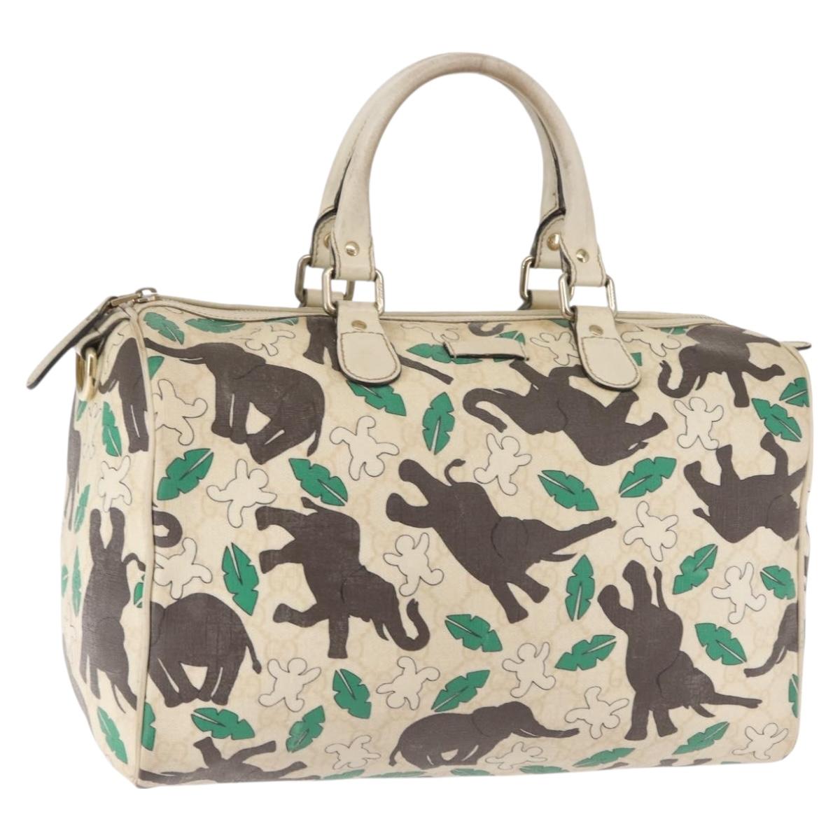 GUCCI GG Supreme Hand Bag PVC White 189895 Auth 146608