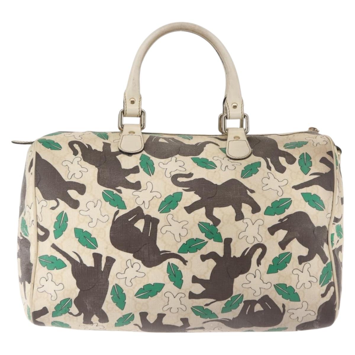 GUCCI GG Supreme Hand Bag PVC White 189895 Auth 146608