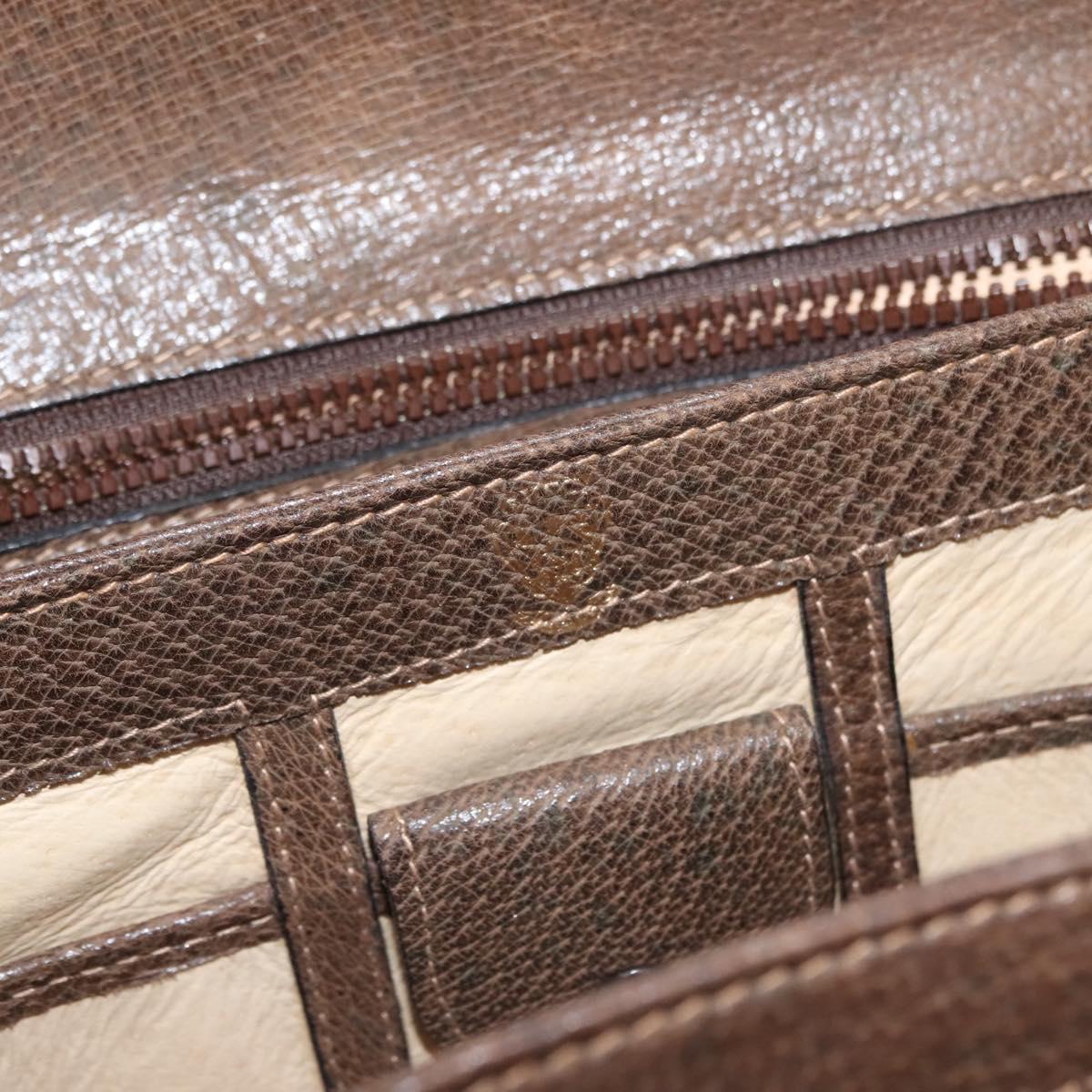 GUCCI Hand Bag Leather Vintage Gold Brown Auth 146612