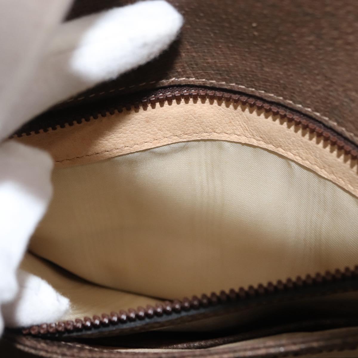 GUCCI Hand Bag Leather Vintage Gold Brown Auth 146612