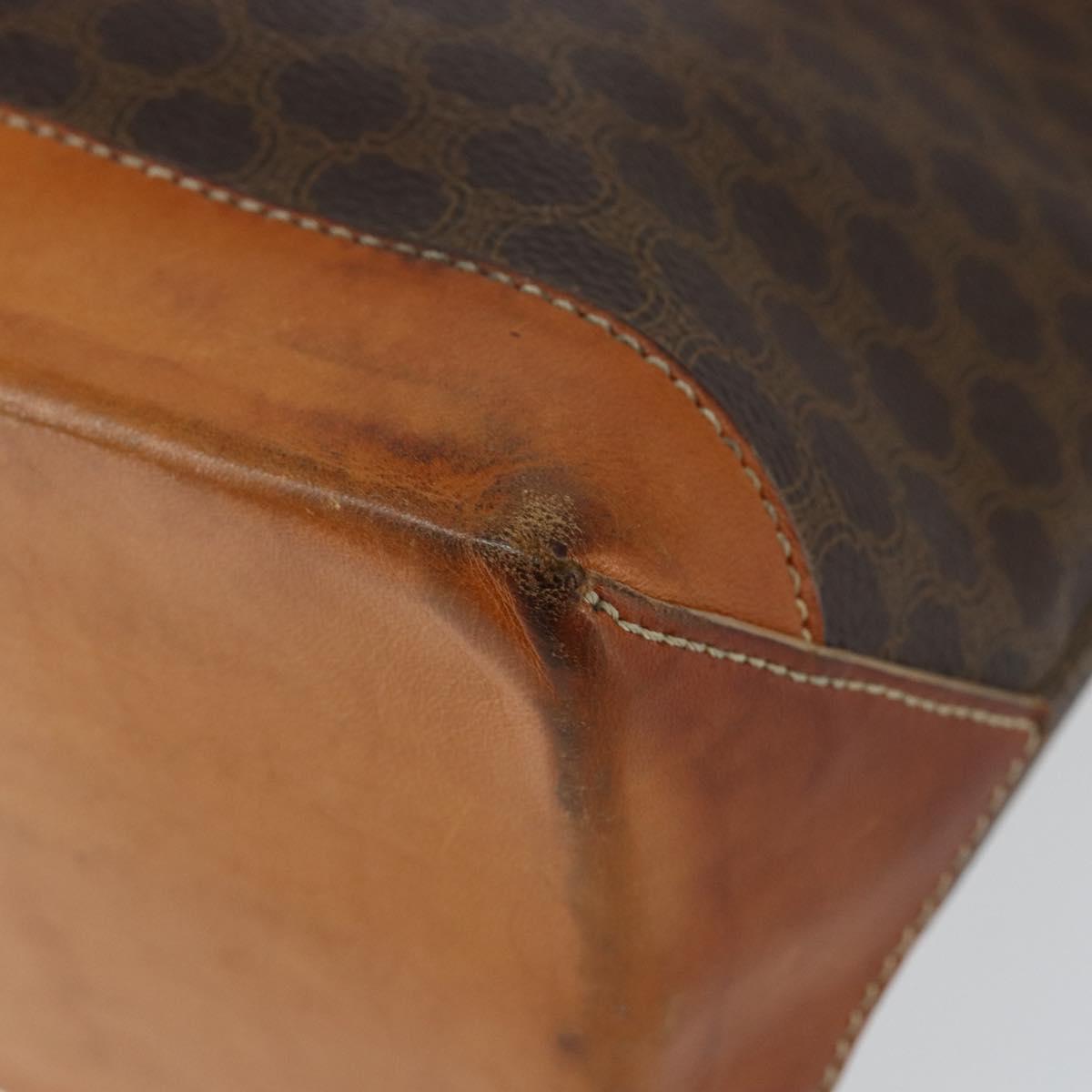 CELINE Macadam Canvas Tote Bag PVC Leather Brown Gold Auth 146613