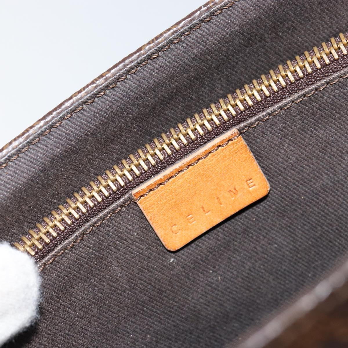 CELINE Macadam Canvas Tote Bag PVC Leather Brown Gold Auth 146613